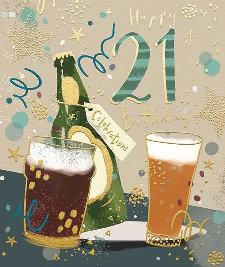 Birthday Card - Age 21st, Beers Ling Design