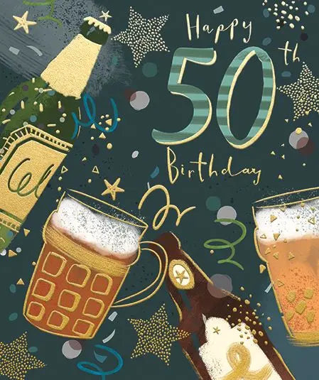 Birthday Card - Age 50th, Beers Ling Design