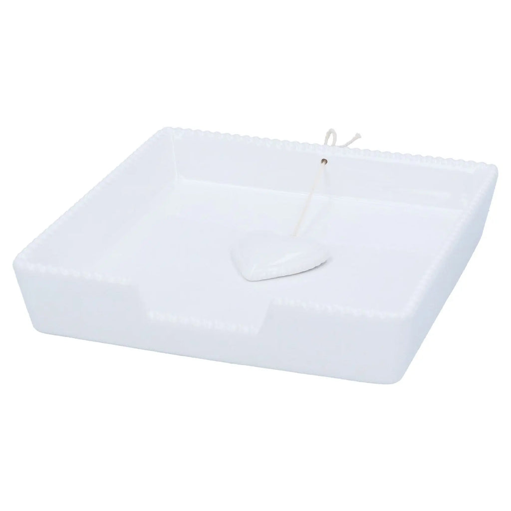 Stoneware Napkin Holder 18cm - White Beaded Heart Gisela Graham