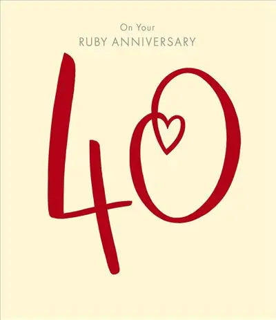 Anniversary Card - 40th Ruby UK Greetings