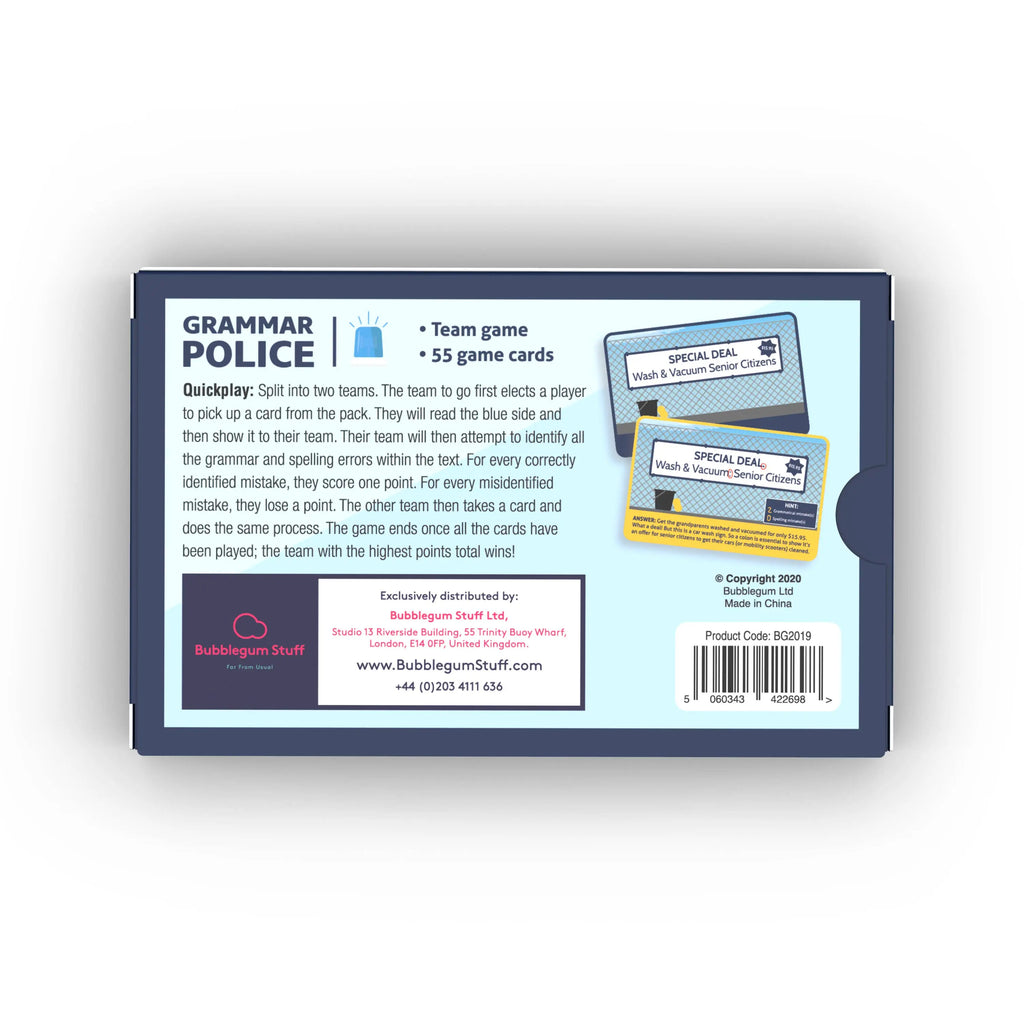 Grammar Police Card Game Bubblegum Stuff UK