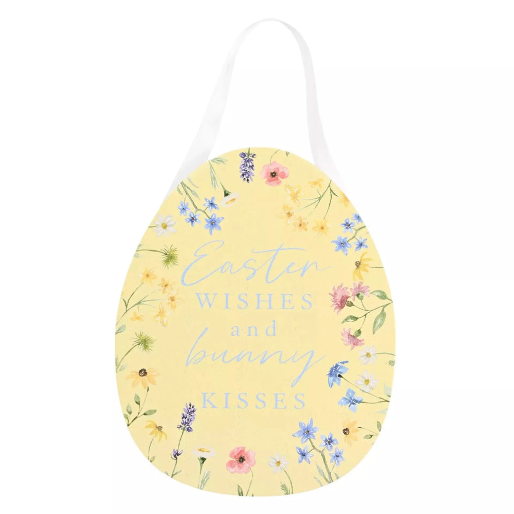 Easter Wishes & Bunny Kisses Egg Shaped Plaque Widdop & Co