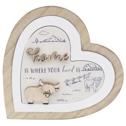 Highland Cows - "Home Is Where Your Herd Is" Plaque Gainsborough Giftware