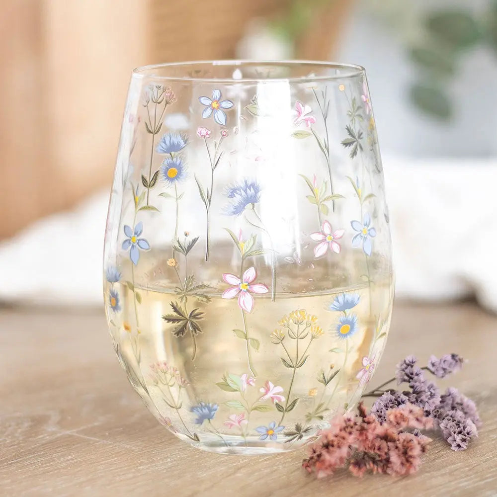 Floral Print Stemless Glass Something Different