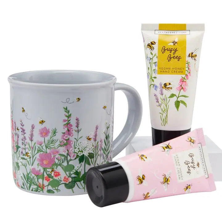 Busy Bees Mug Set - Ceramic Mug with Hand Creams Heathcote & Ivory