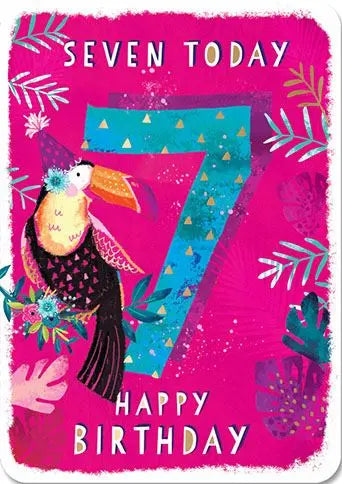 Birthday Card - Age 7, Toucan Ling Design