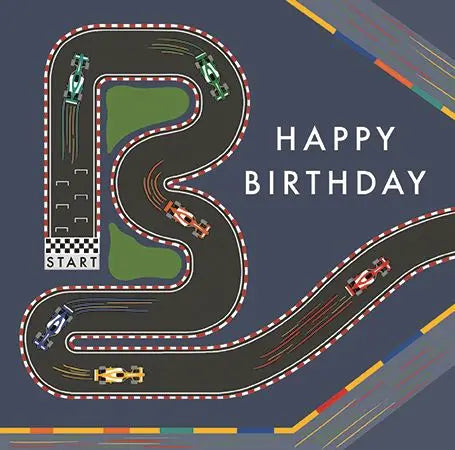 Male Birthday Card - Finish Line, Full Throttle Ling Design