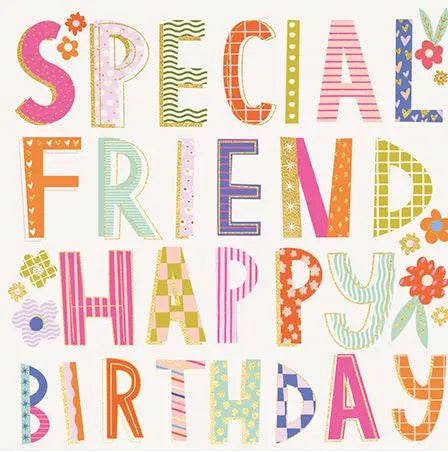 Birthday Card - Special Friend, Pattern & Colour Ling Design