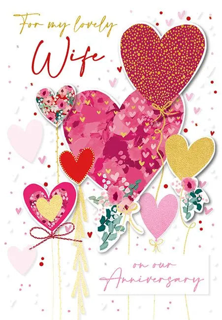 Wife Anniversary Card - Love Hearts Ling Design