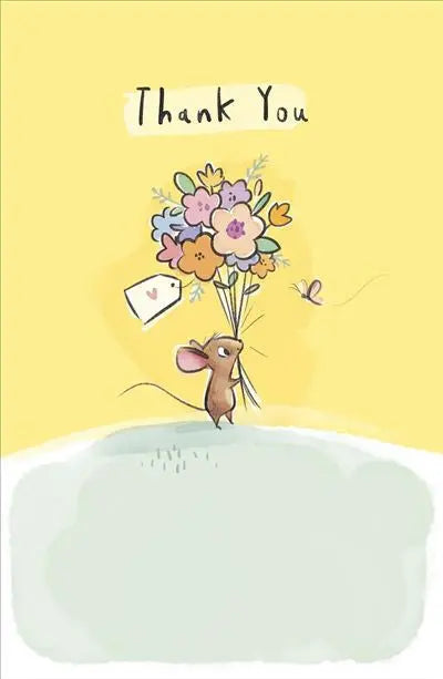 Thank You Card - Mouse With Flowers UK Greetings