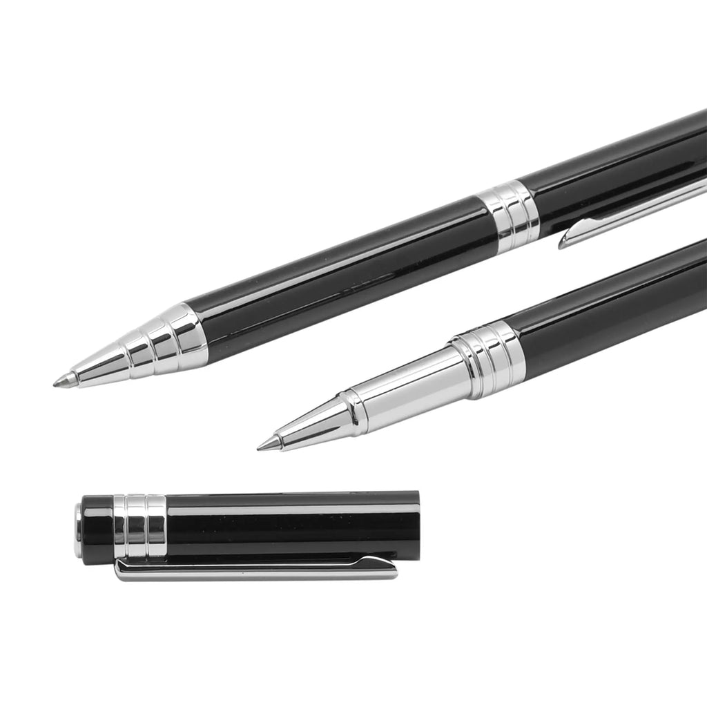 Stratton Ballpoint Pen & Rollerball Pen Set - Black Widdop & Co