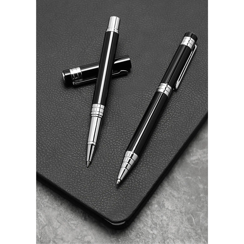 Stratton Ballpoint Pen & Rollerball Pen Set - Black Widdop & Co