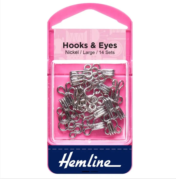 Hook and Eyes - Nickel, Large 14 Sets Groves & Banks