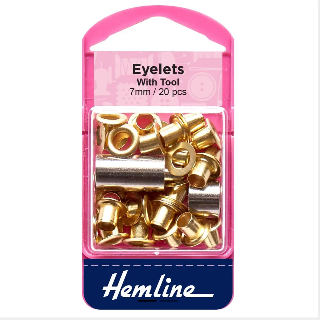 Eyelets With Tool - 7mm Gold Brass Groves & Banks