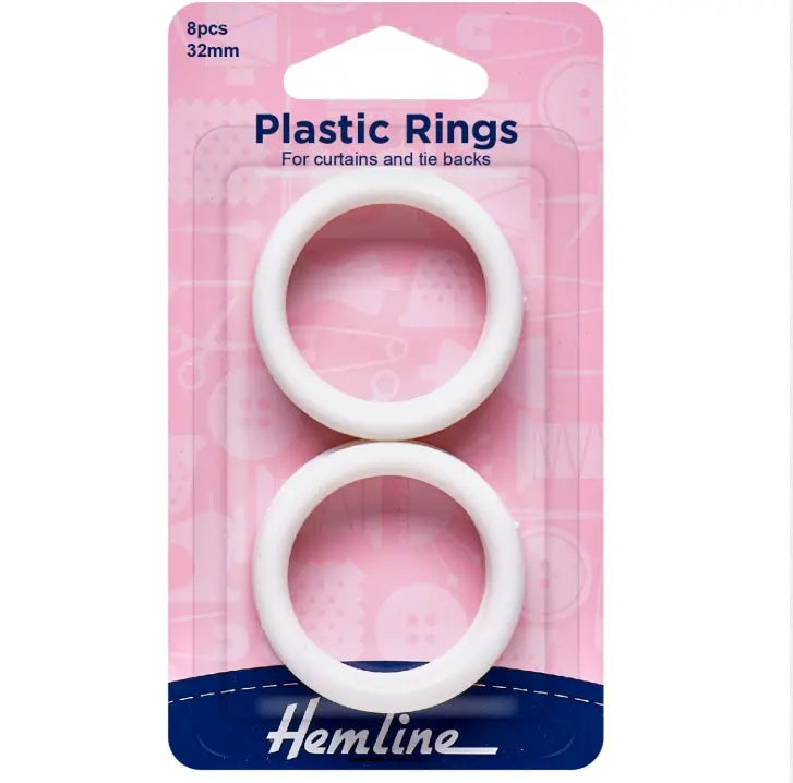 Plastic Curtain Rings - White 32mm Groves & Banks