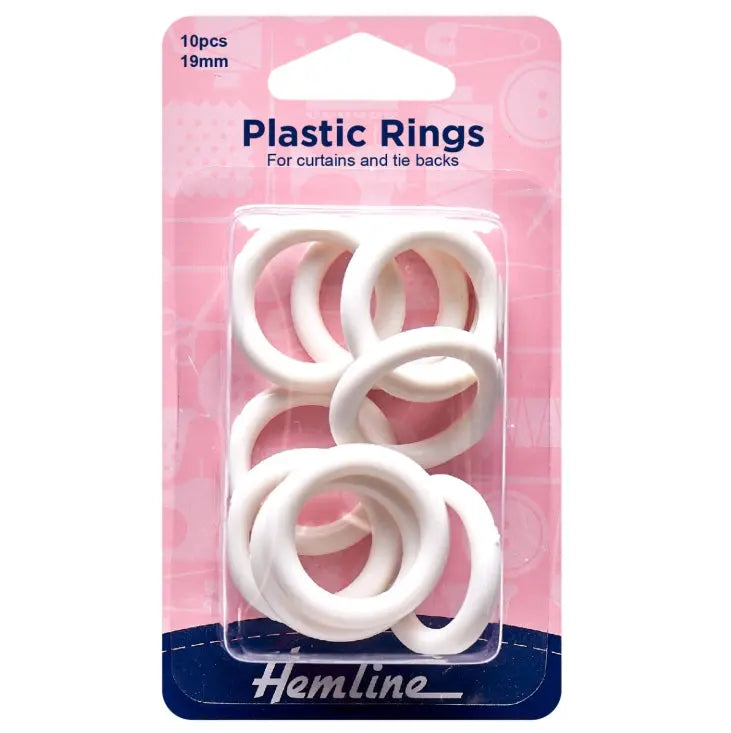 Plastic Curtain Rings - White 19mm Groves & Banks