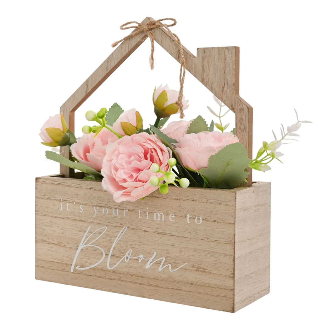 Wooden House Planter, Its Your Time To Bloom Widdop & Co