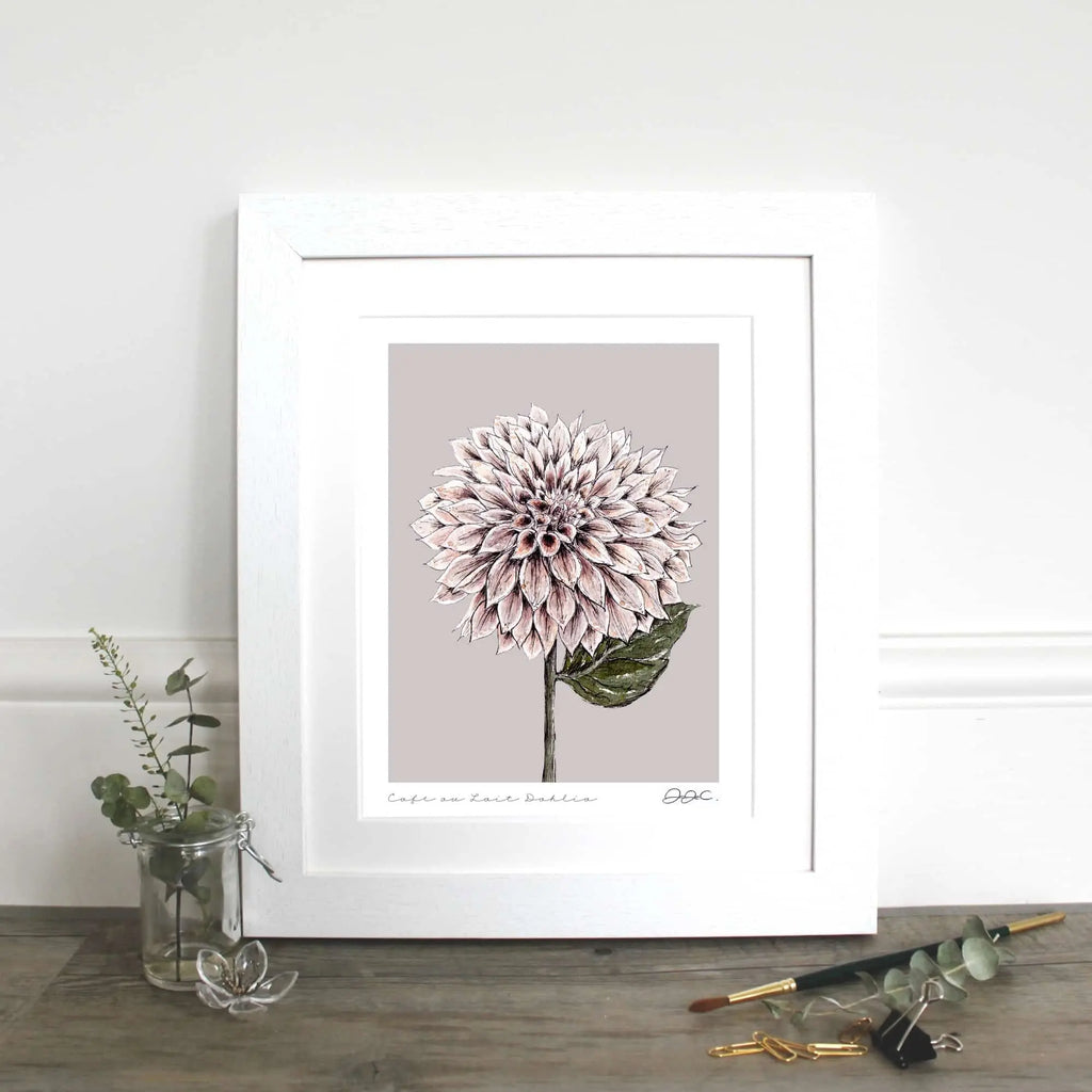 Café au Lait Dahlia 10x12" Fine Art Print Toasted Crumpet