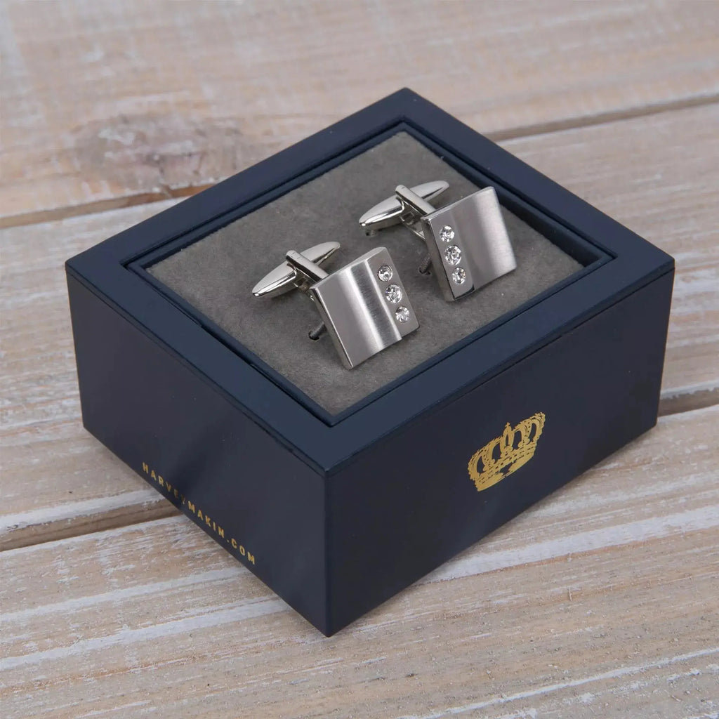 Harvey Makin Cufflinks - Plain with Diamantes Widdop & Co