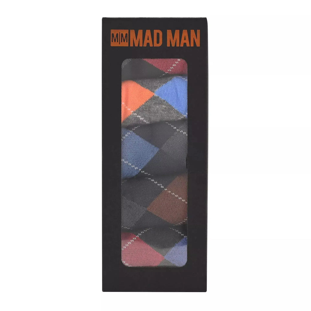 Mad Man - Bright Argyle Boxed Socks Widdop & Co