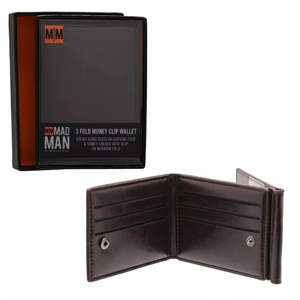 Mad Man - Brown 3 Fold Money Clip Wallet Widdop & Co