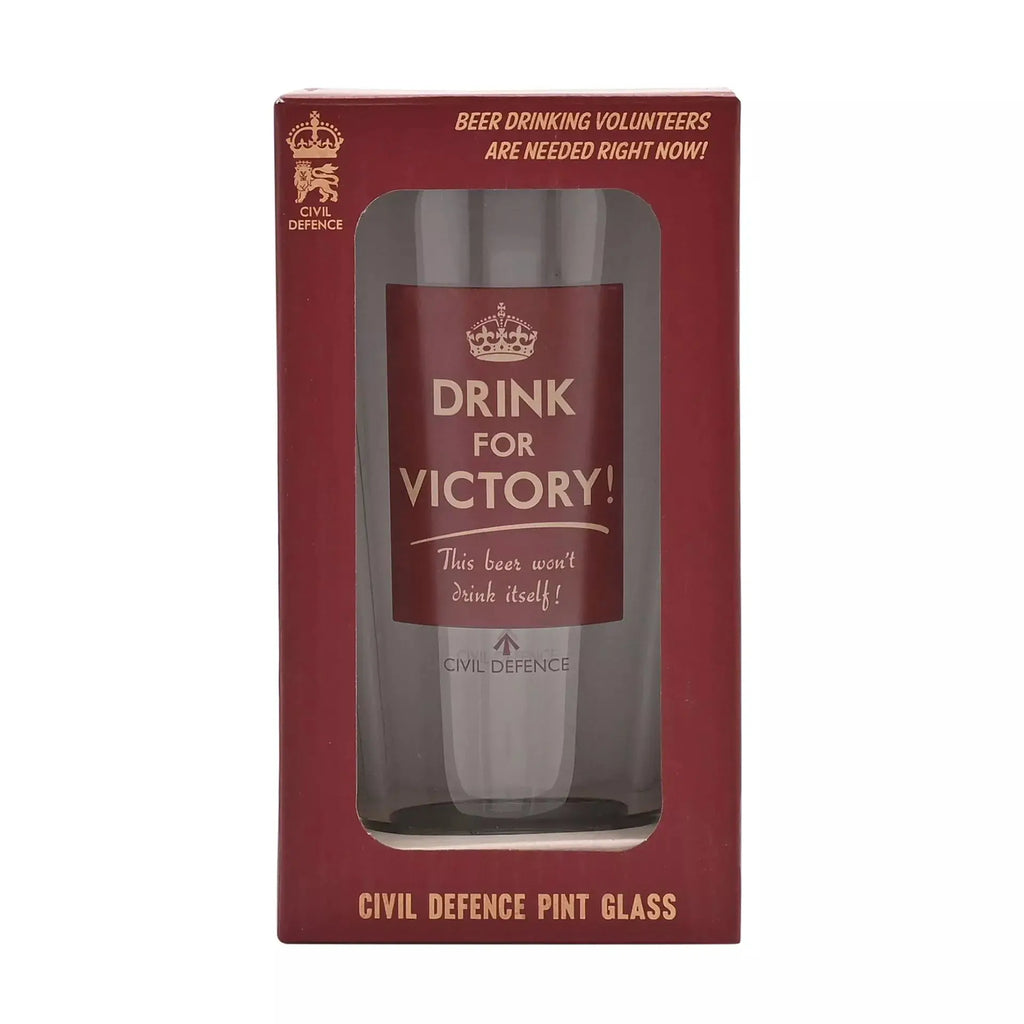 Civil Defence - Drink For Victory Pint Glass Widdop & Co