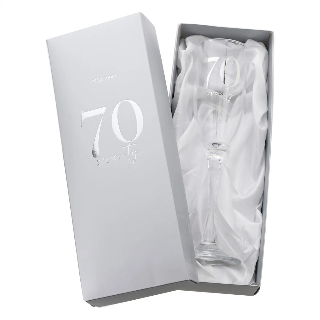 Milestones Champagne Flute 70th Birthday Widdop & Co