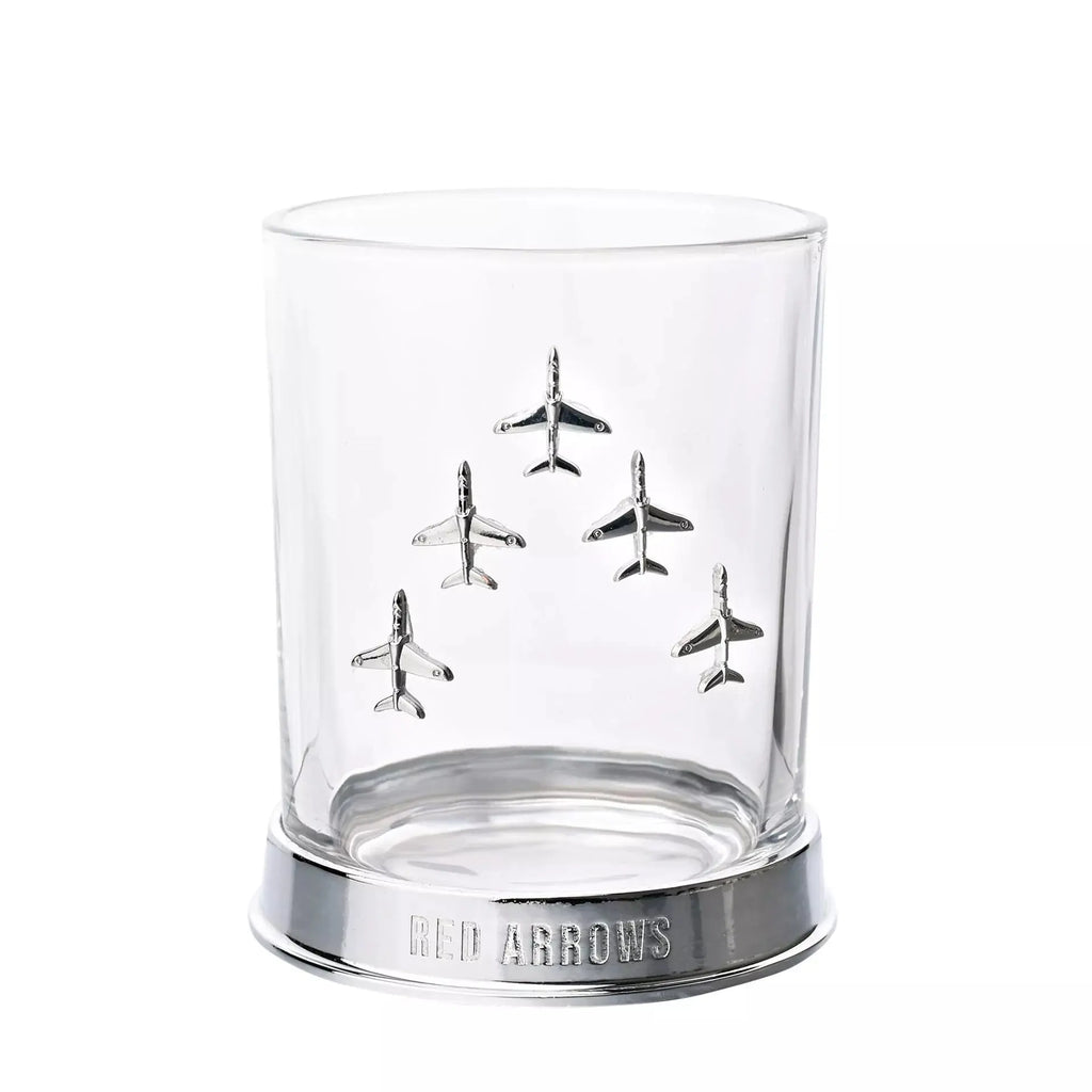RAF Glass & Metal Whiskey Tumbler - Red Arrows Widdop & Co