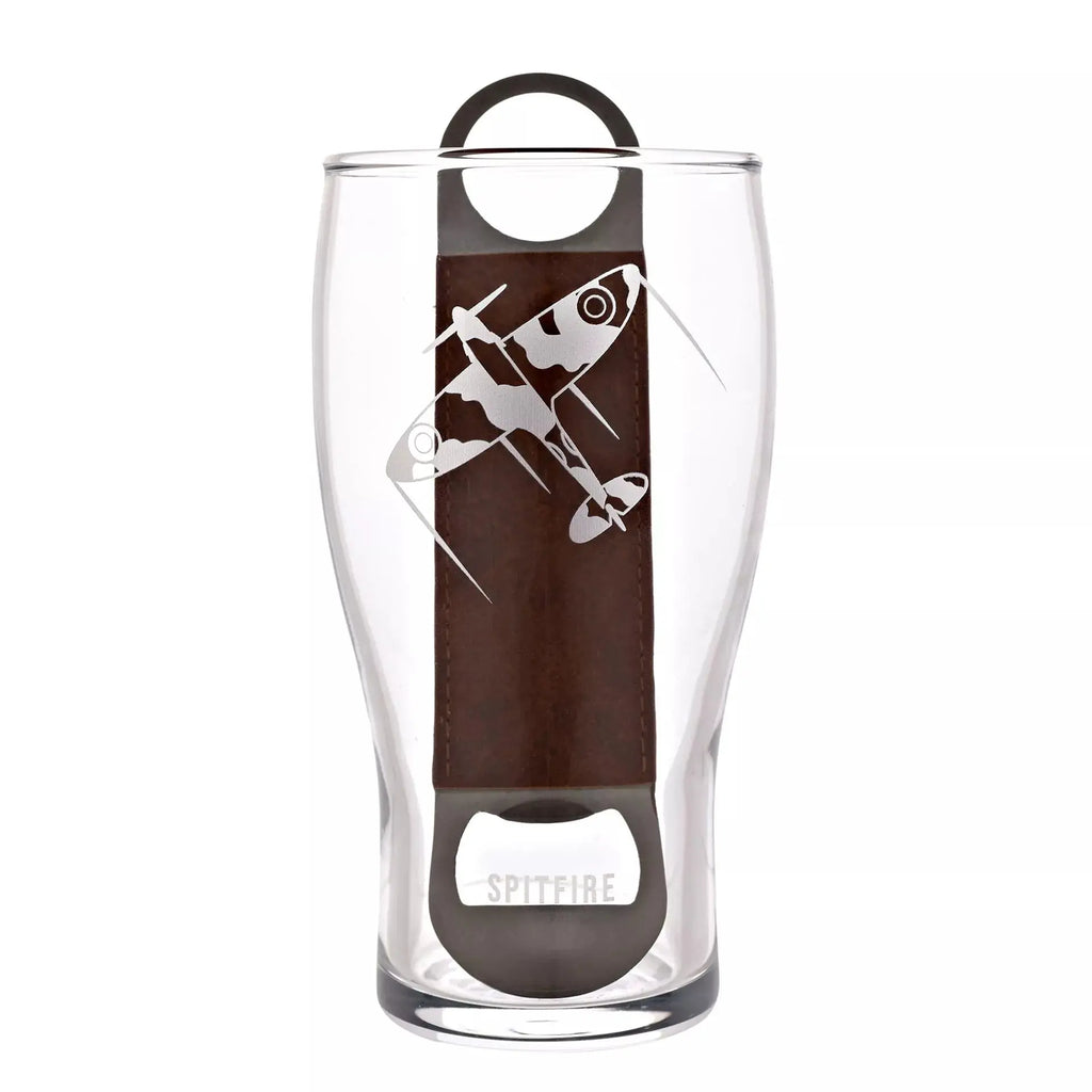 RAF Etched Pint Glass & Bottle Opener Set - Spitfire Widdop & Co