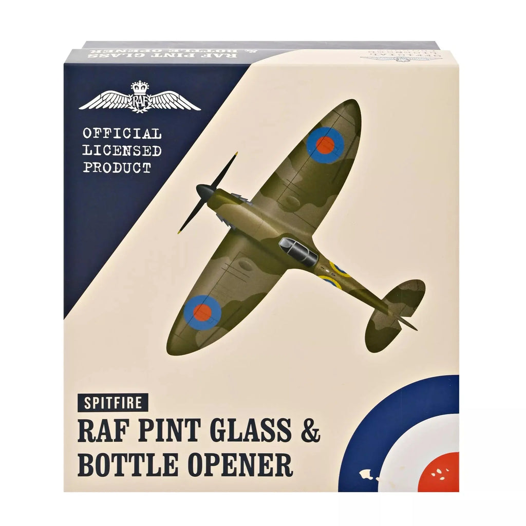 RAF Etched Pint Glass & Bottle Opener Set - Spitfire Widdop & Co