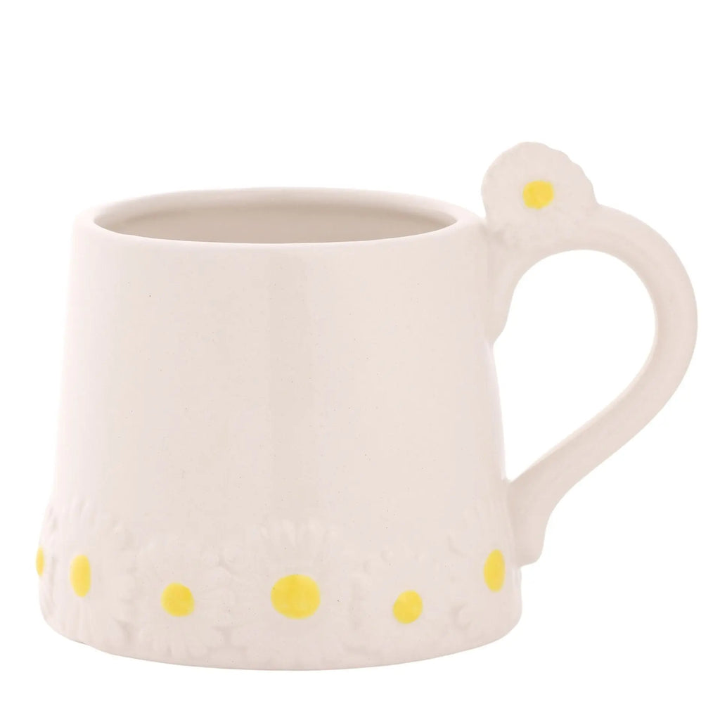 White Ceramic  - Mug, Daisy Pattern Widdop & Co