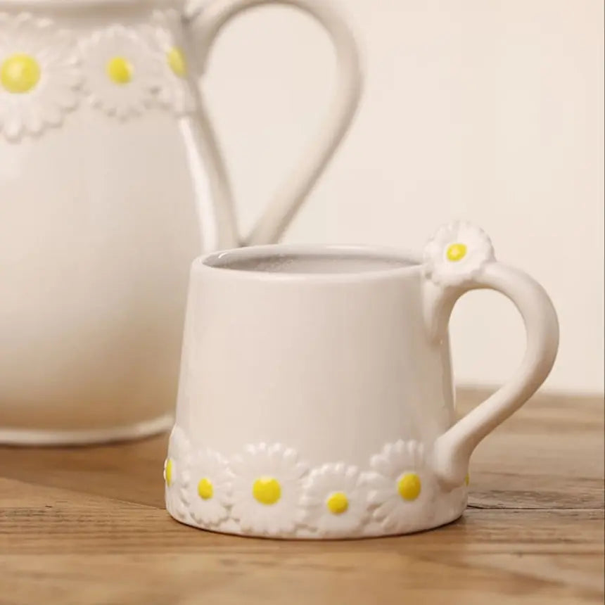 White Ceramic  - Mug, Daisy Pattern Widdop & Co