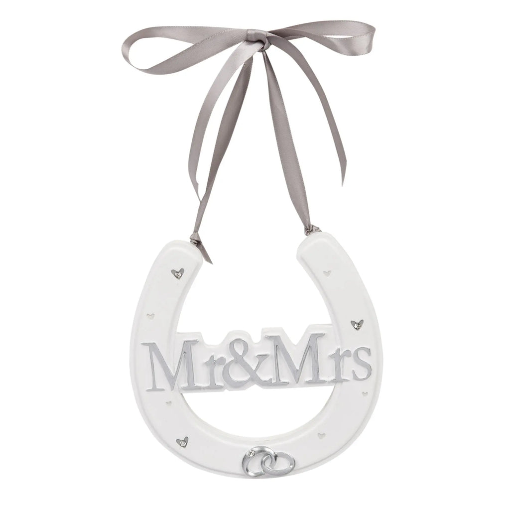 White Resin Wedding Horseshoe,  Mr & Mrs Widdop & Co