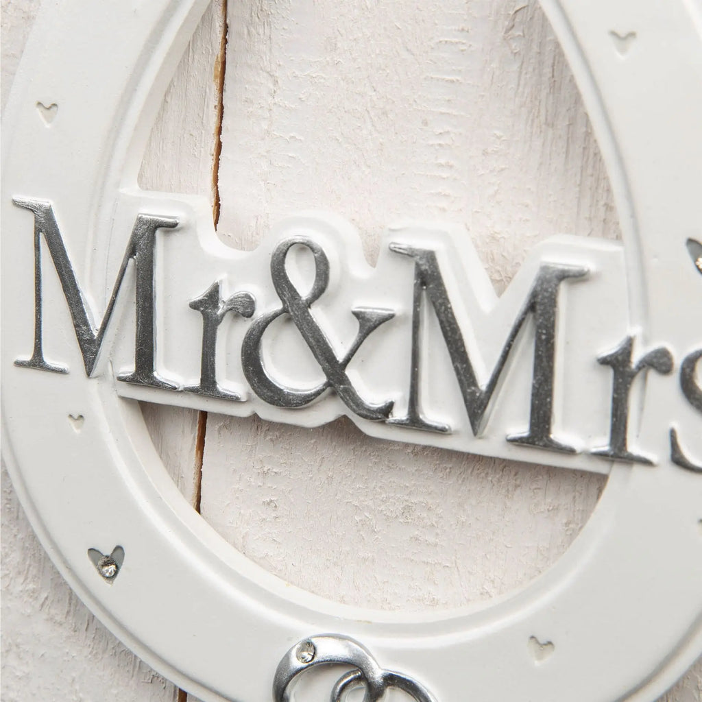 White Resin Wedding Horseshoe,  Mr & Mrs Widdop & Co