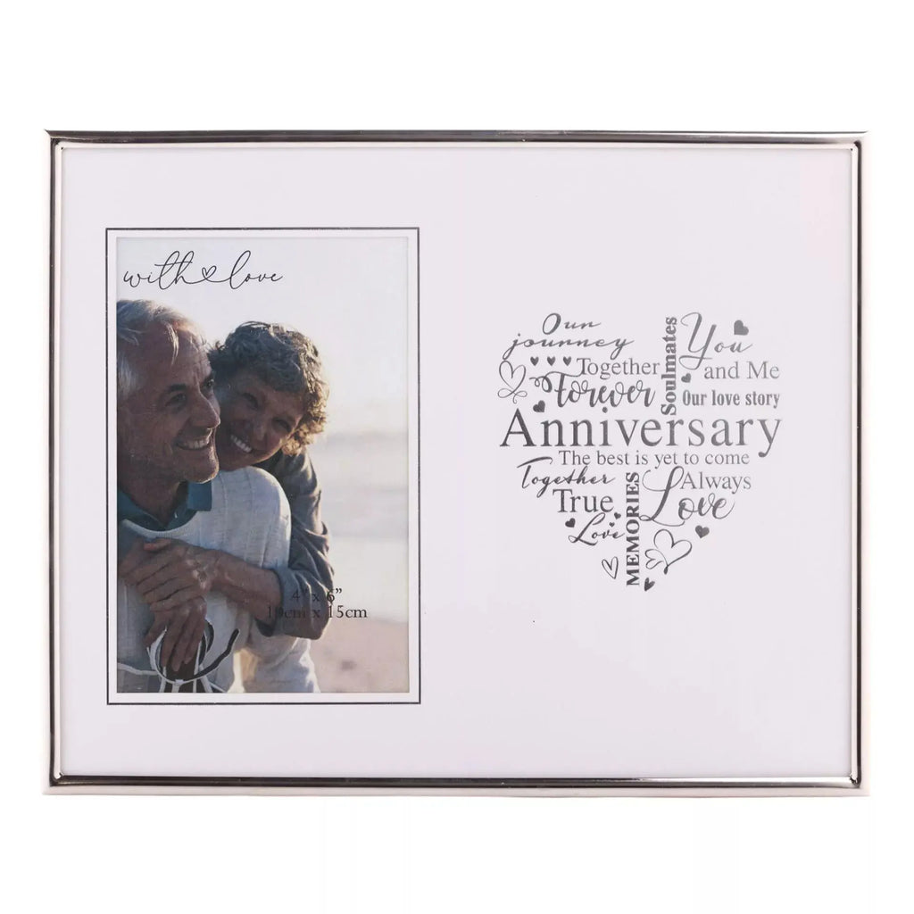 With Love - Silver Heart Frame 4"x6", Anniversary Widdop & Co
