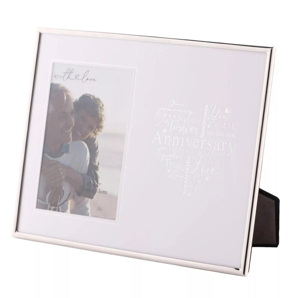 With Love - Silver Heart Frame 4"x6", Anniversary Widdop & Co