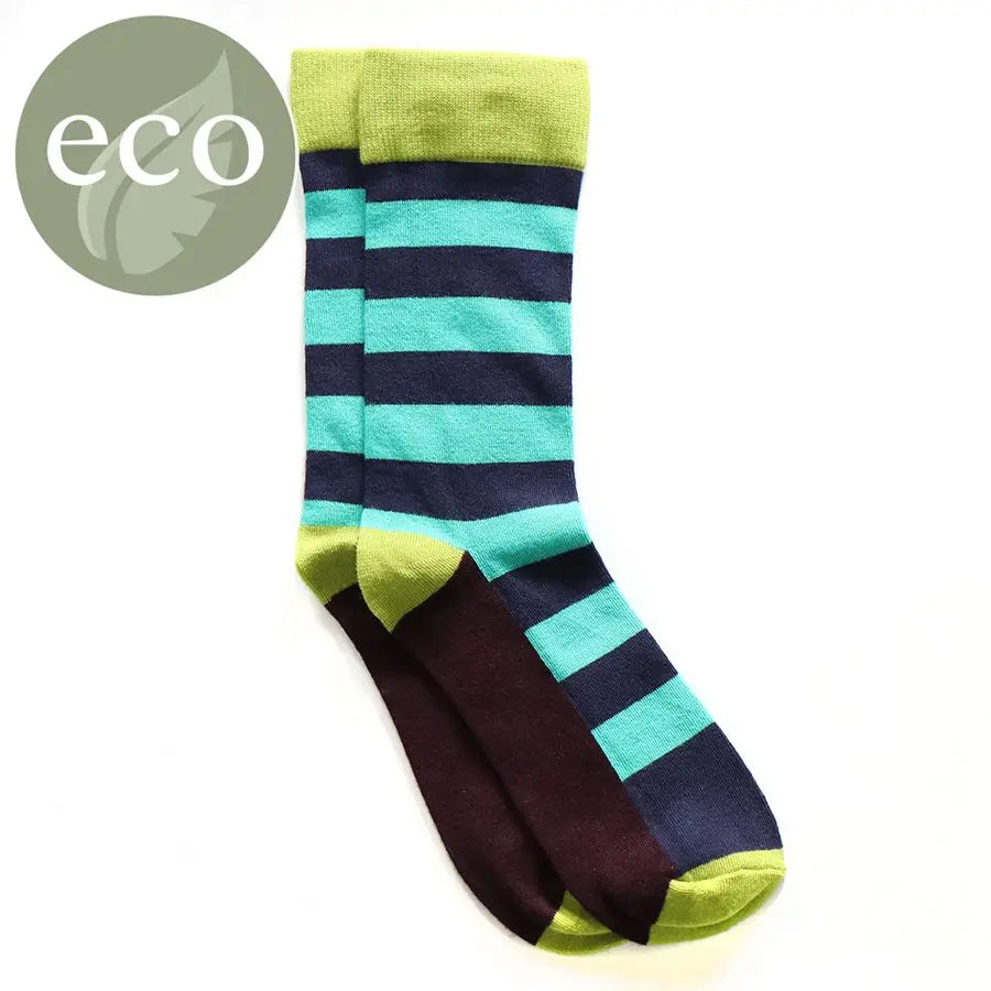 Men's Aubergine & Lime Striped Socks POM