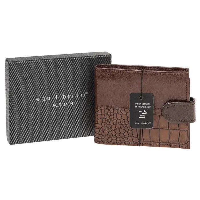 Equilibrium Mens Modern RFID Wallet - Brown Joe Davies